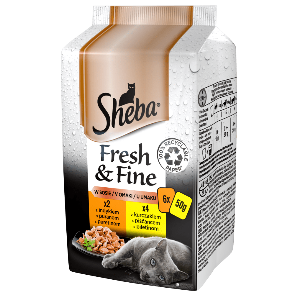 SHEBA® Fresh & Fine Drobiowe Smaki w sosie 6x50 g - 1