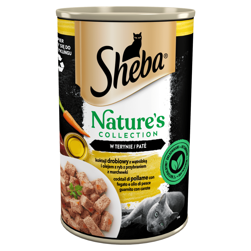 SHEBA® Nature’s Collection drobiowy koktail z wątróbką, olejem rybnym przybrany marchewką w terynie 400 g - 1