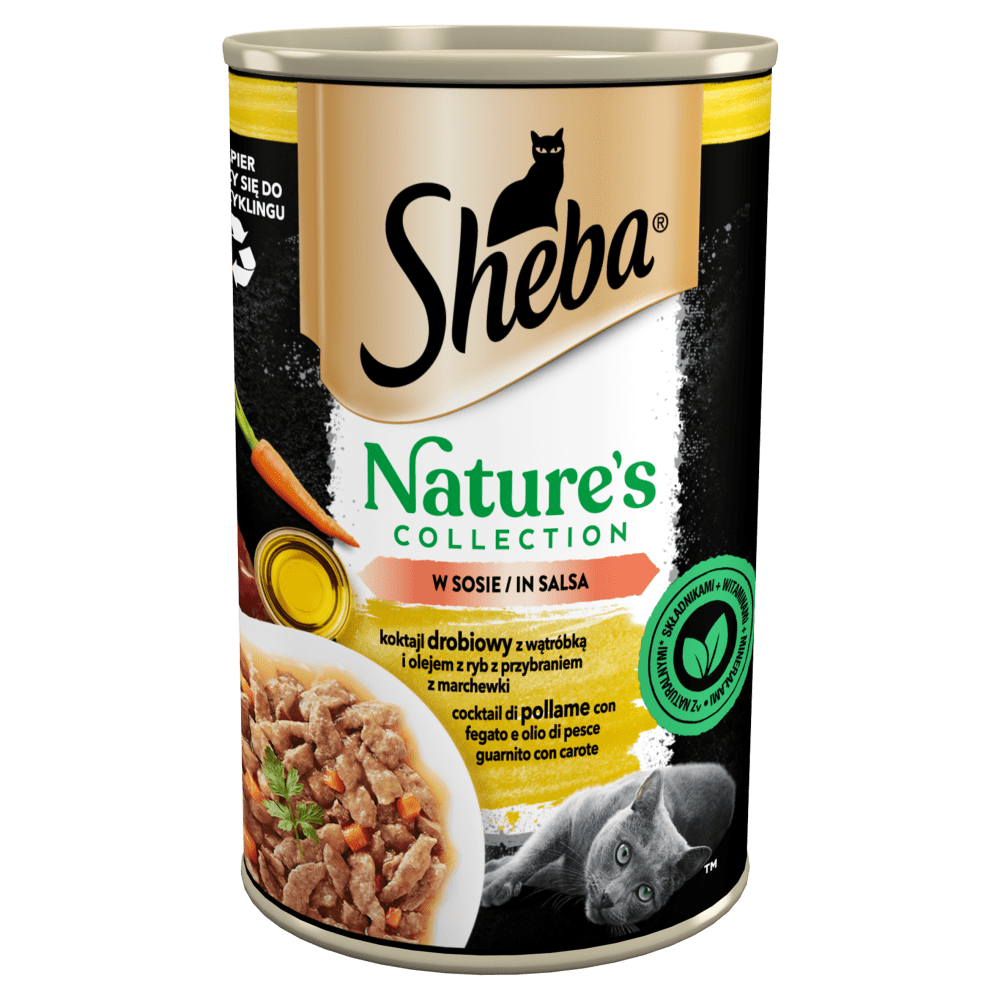 SHEBA® Nature’s Collection drobiowy koktail z wątróbką, olejem rybnym przybrany marchewką w sosie 400 g - 1